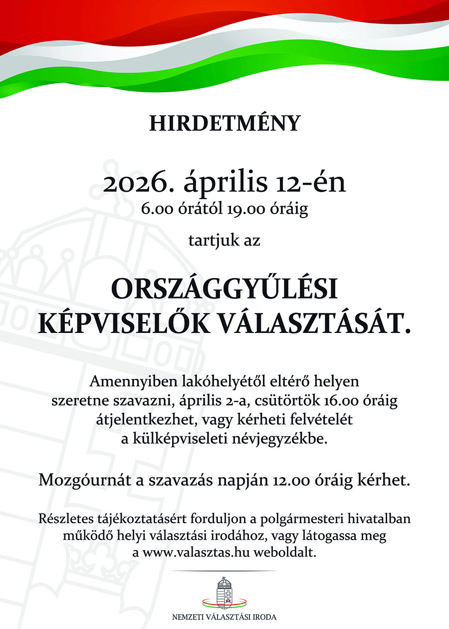 Hirdetmény- Országgyűlési Képviselők Választása